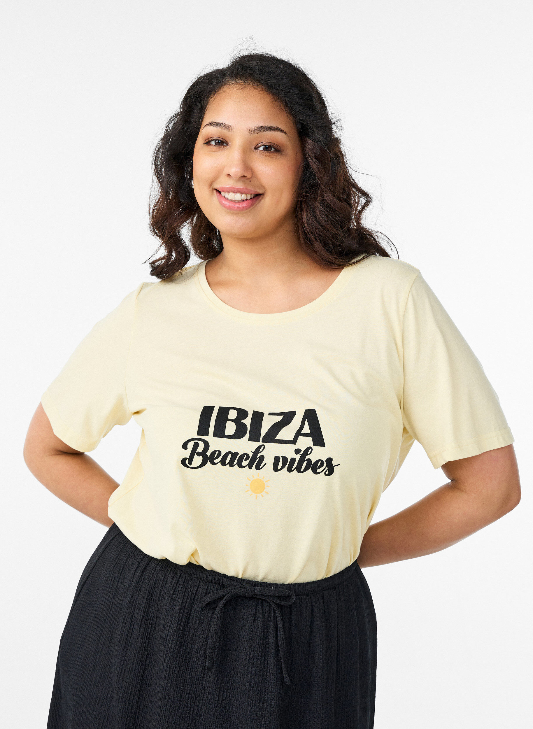 ZizzifashionT-shirt with motif, Yellow, Model image number 0