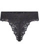 Crotchless lace thong, Black, Packshot image number 1