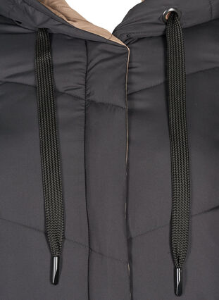 Long reversible jacket with a hood, Black COMB, Packshot image number 2