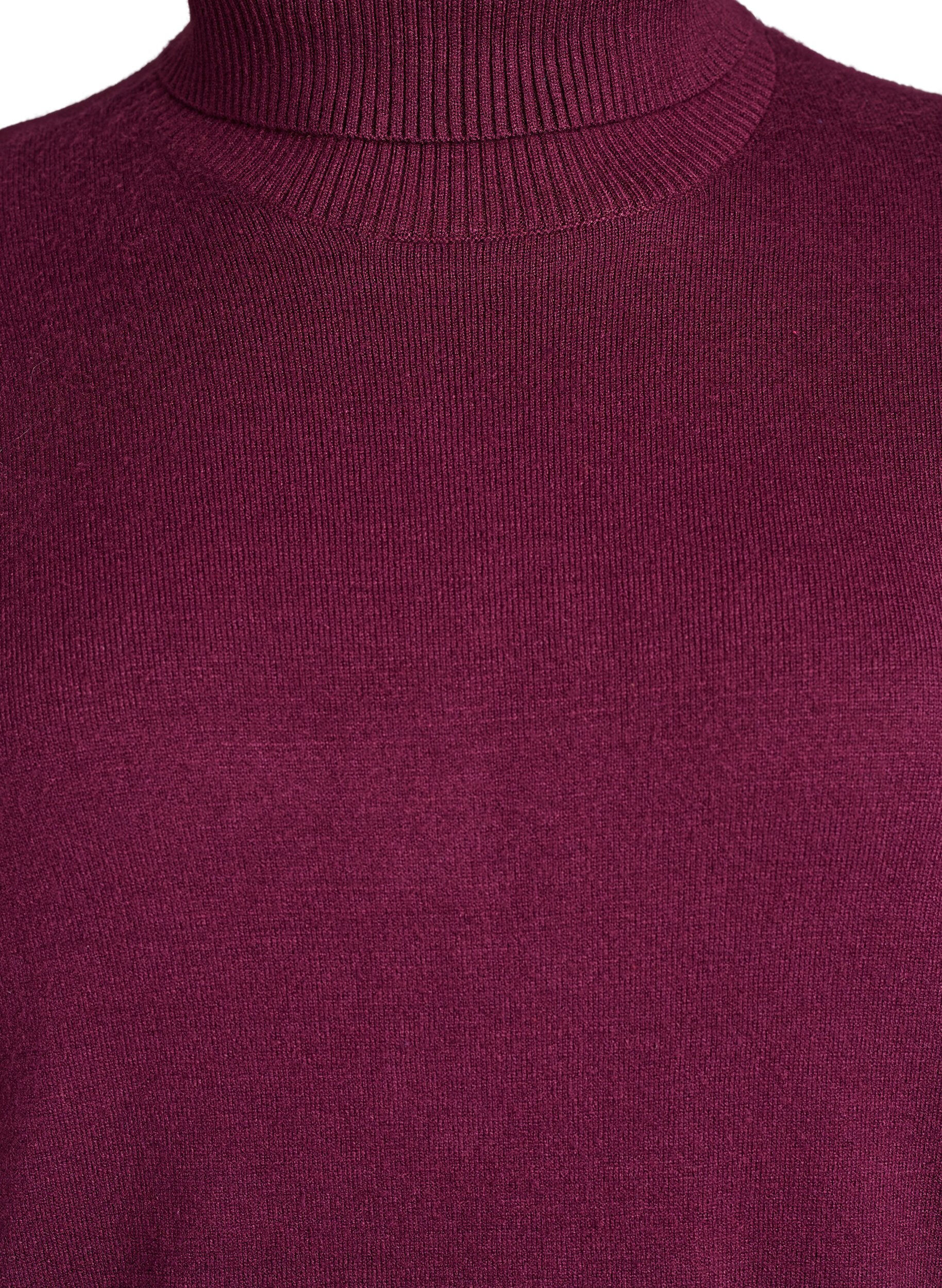 Zizzifashion Knitted blouse with turtleneck and side buttons, Dark Bordeaux, Packshot image number 2