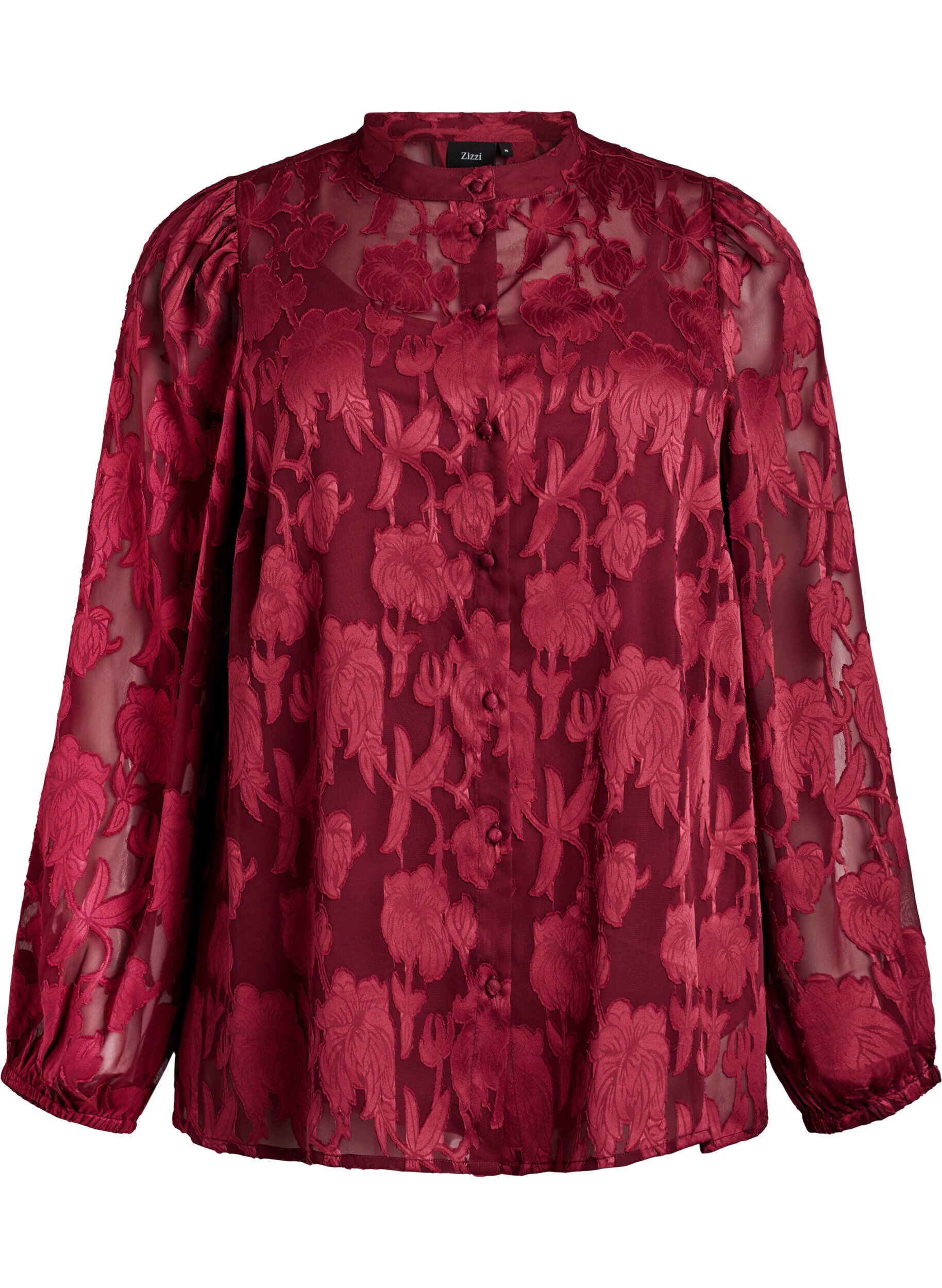 Blouse with buttons and floral pattern