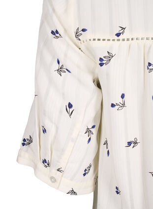 Short viscose dress with lace trim and A-line cut, Birch w. Flower, Packshot image number 3