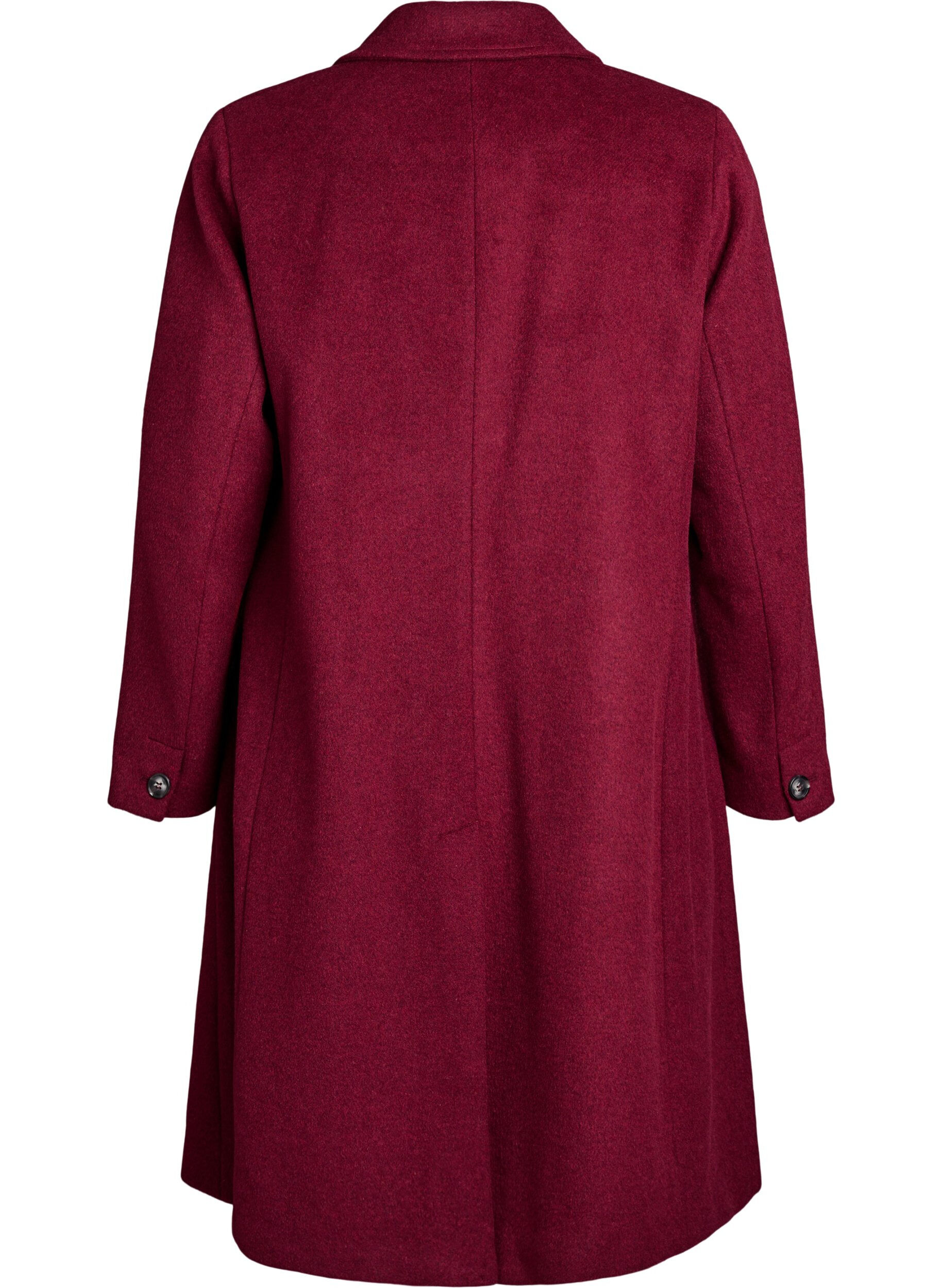 Zizzifashion Wool-blend coat with double-breasted buttons, Red, Packshot image number 1