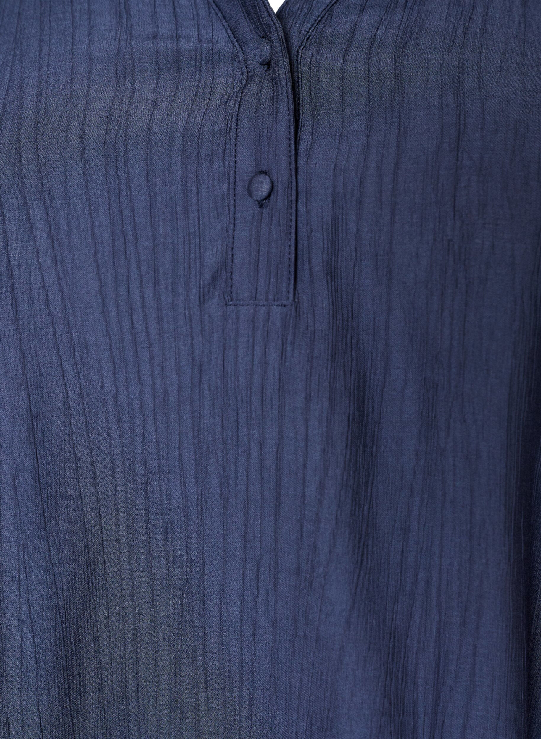 Zizzifashion Blouse in a crinkled viscose blend with a V-neck, Blue, Packshot image number 2