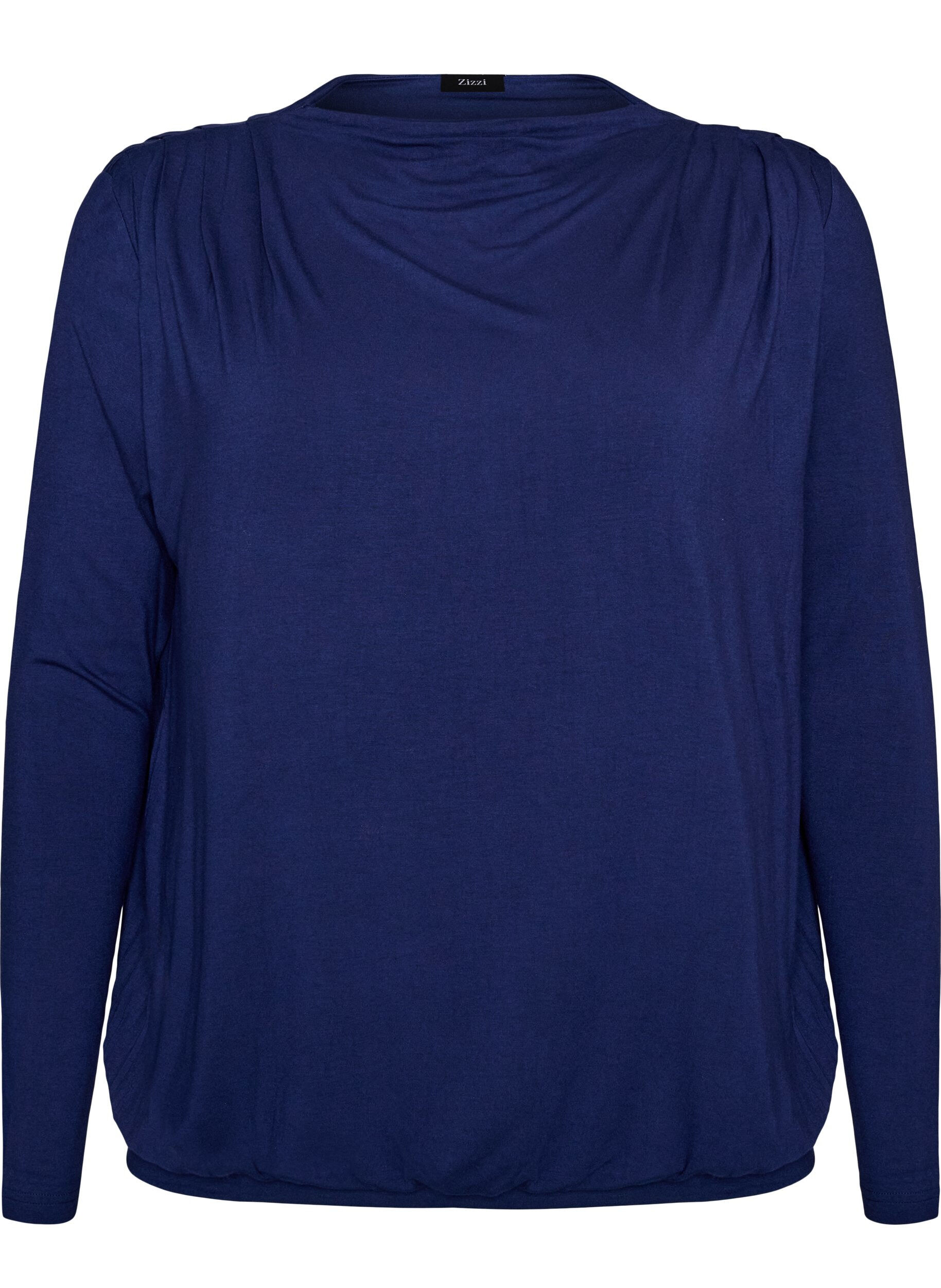 ZizzifashionBlouse with boat neck and balloon fit, Blue, Packshot image number 0