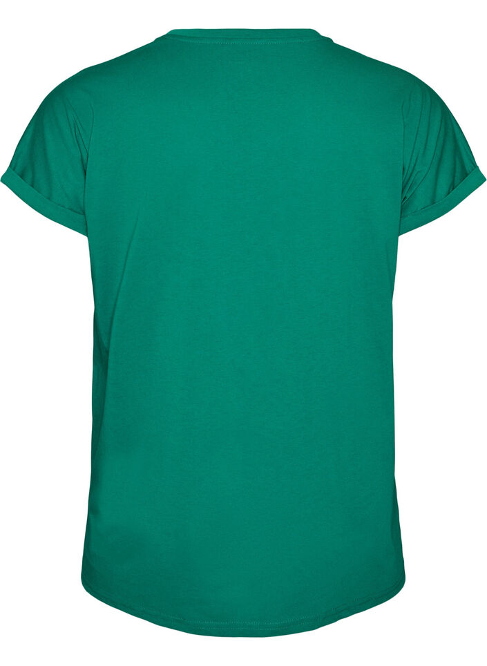 Short-sleeved cotton blend T-shirt, Green, Packshot image number 1