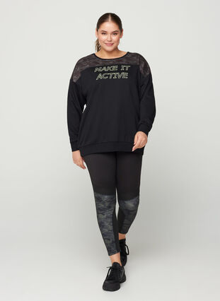 Sweatshirt with print details, Black, Model image number 2