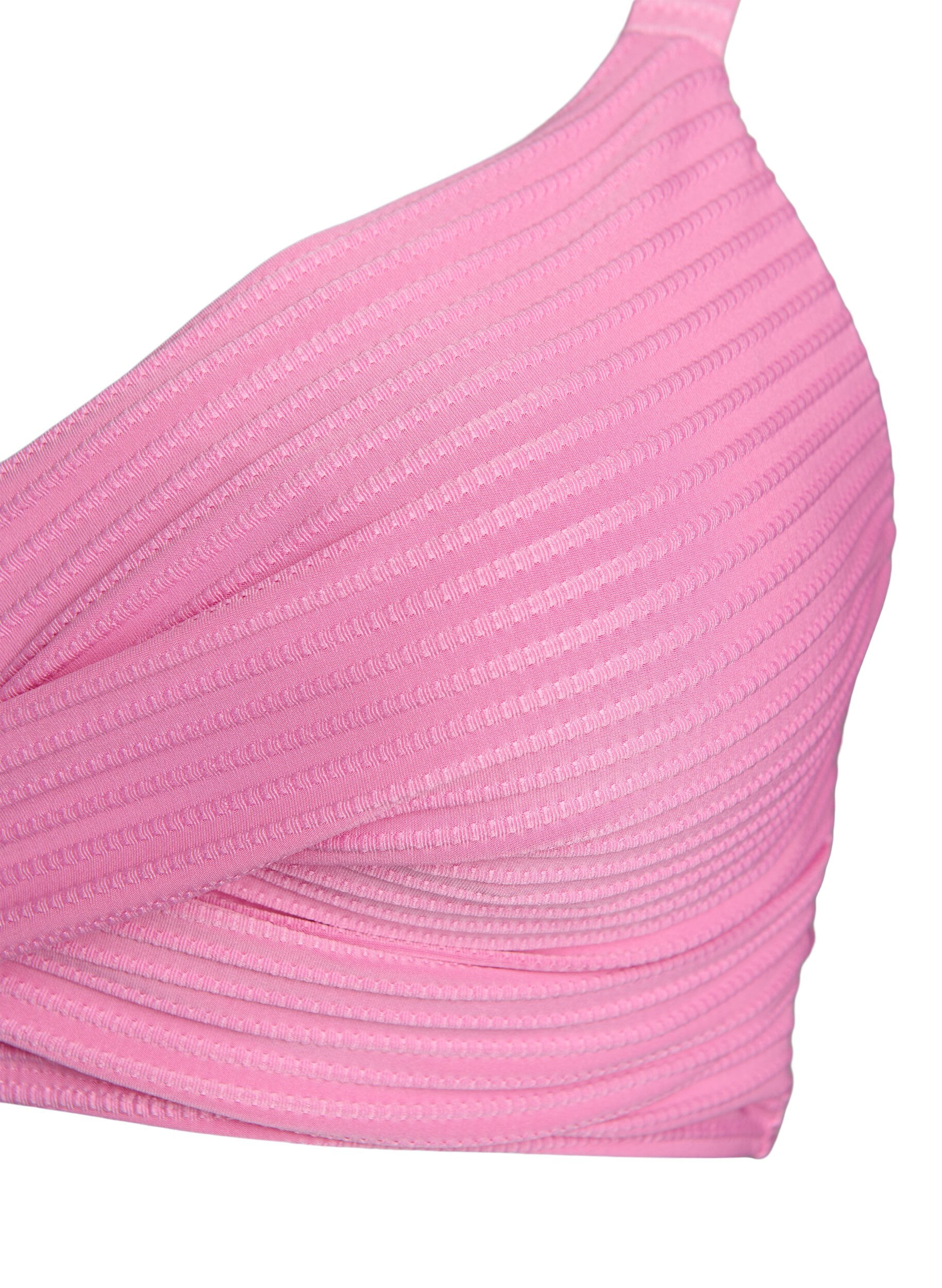 Zizzifashion Bikini top with striped texture and criss-cross, Pink, Packshot image number 2