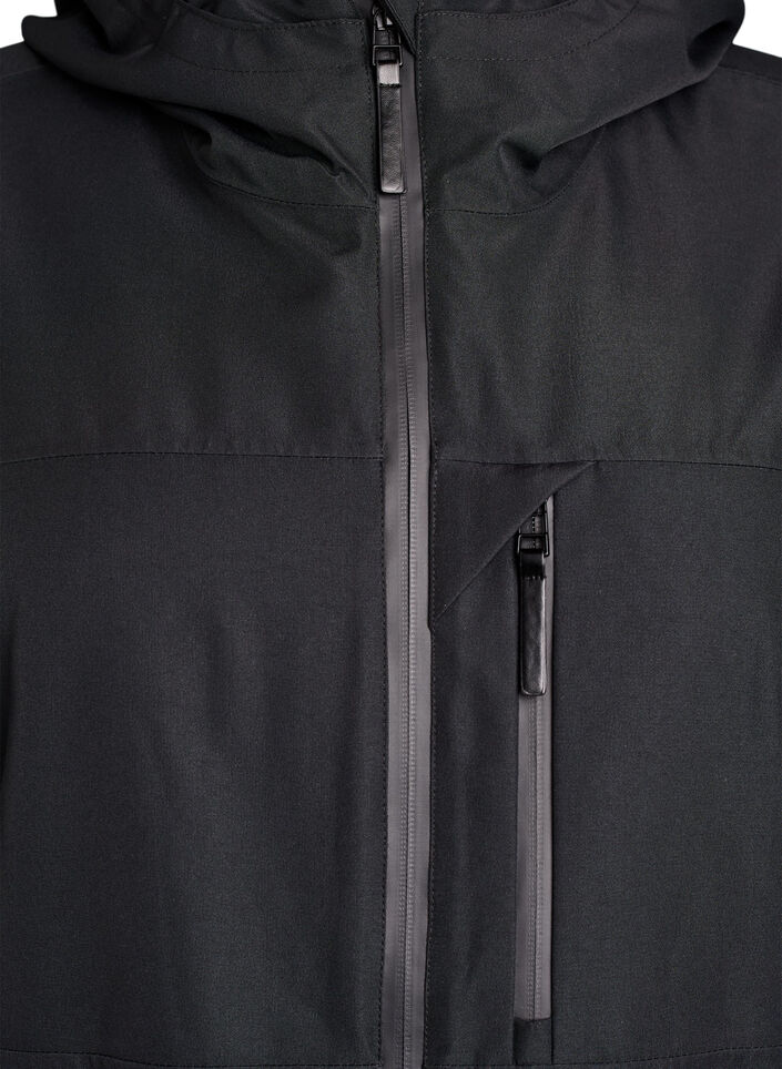 Ski jacket with hood and zip pockets, Black, Packshot image number 2