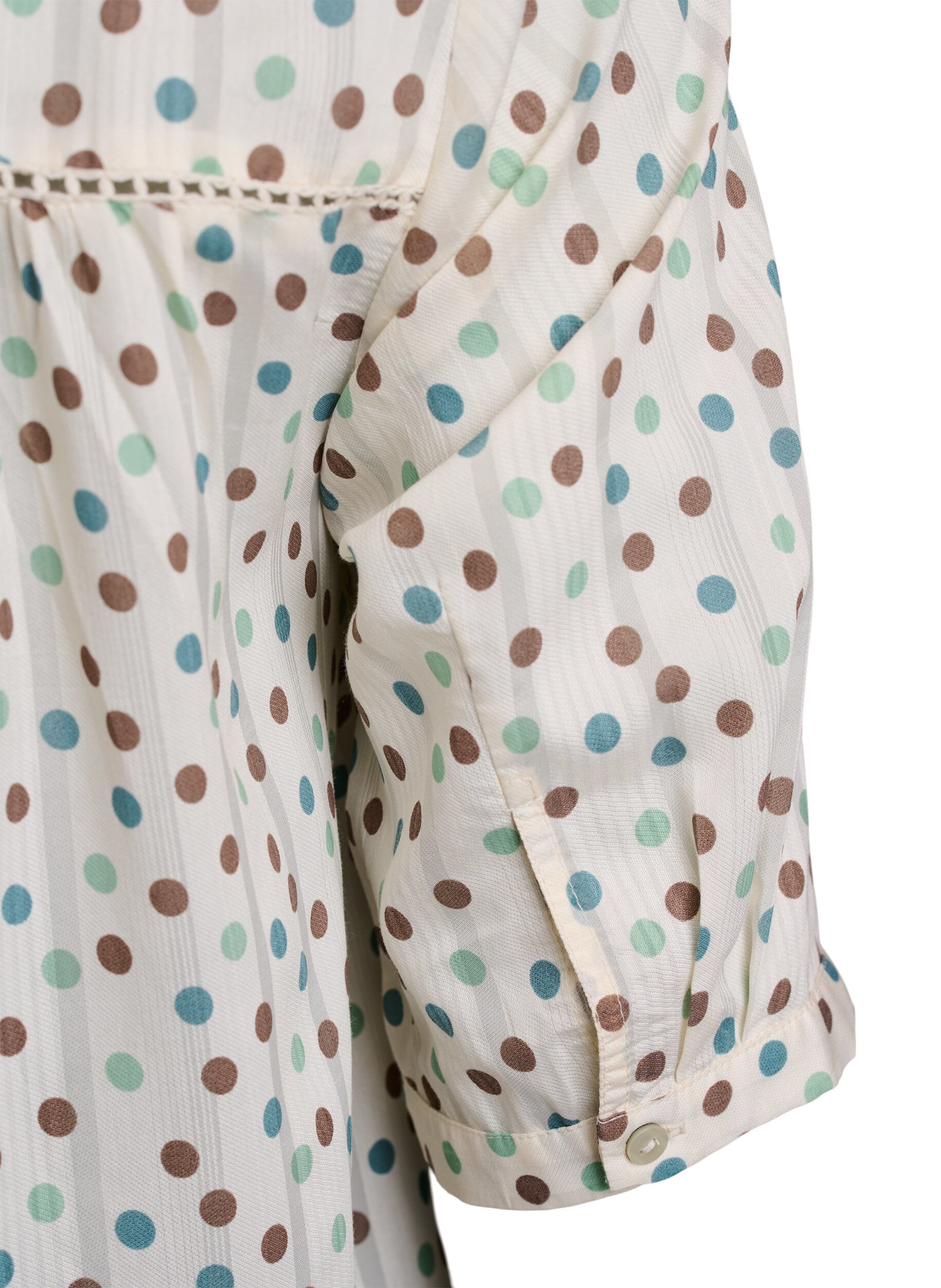 Zizzifashion Short viscose dress with lace trim and an A-line cut, White, Packshot image number 3