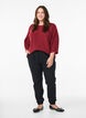 Ribbed jumper with 3/4 sleeves, Red, Model image number 1