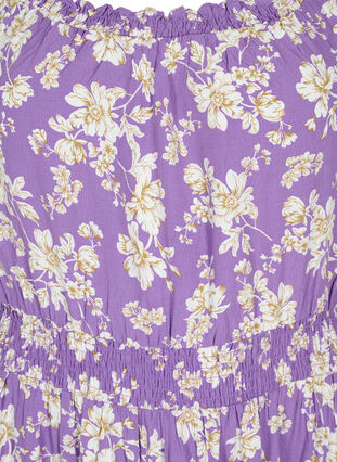 Floral off-shoulder midi dress in viscose, Purple Flower AOP, Packshot image number 2
