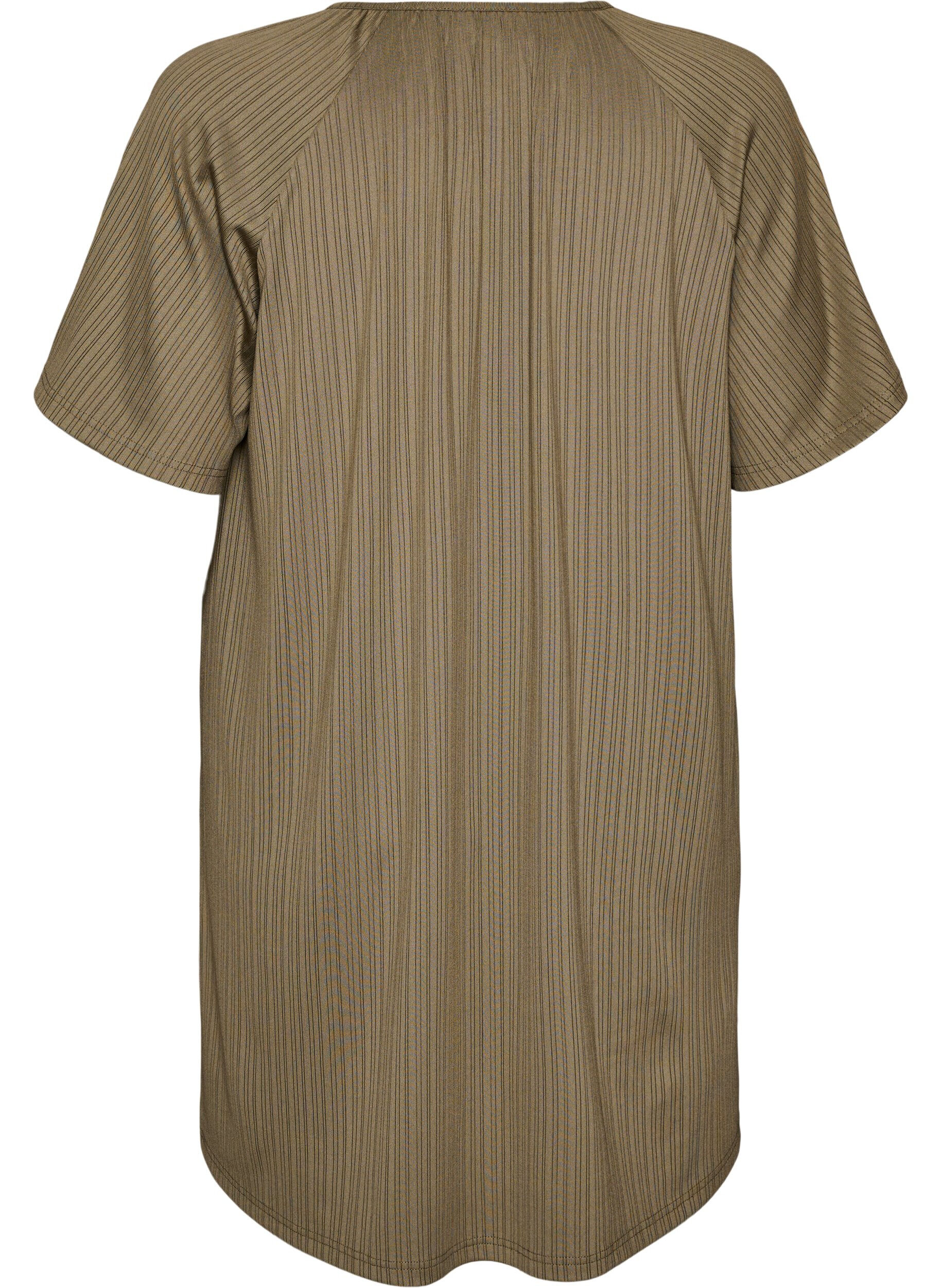 Zizzifashion Jersey tunic with textured stripes, Brown, Packshot image number 1