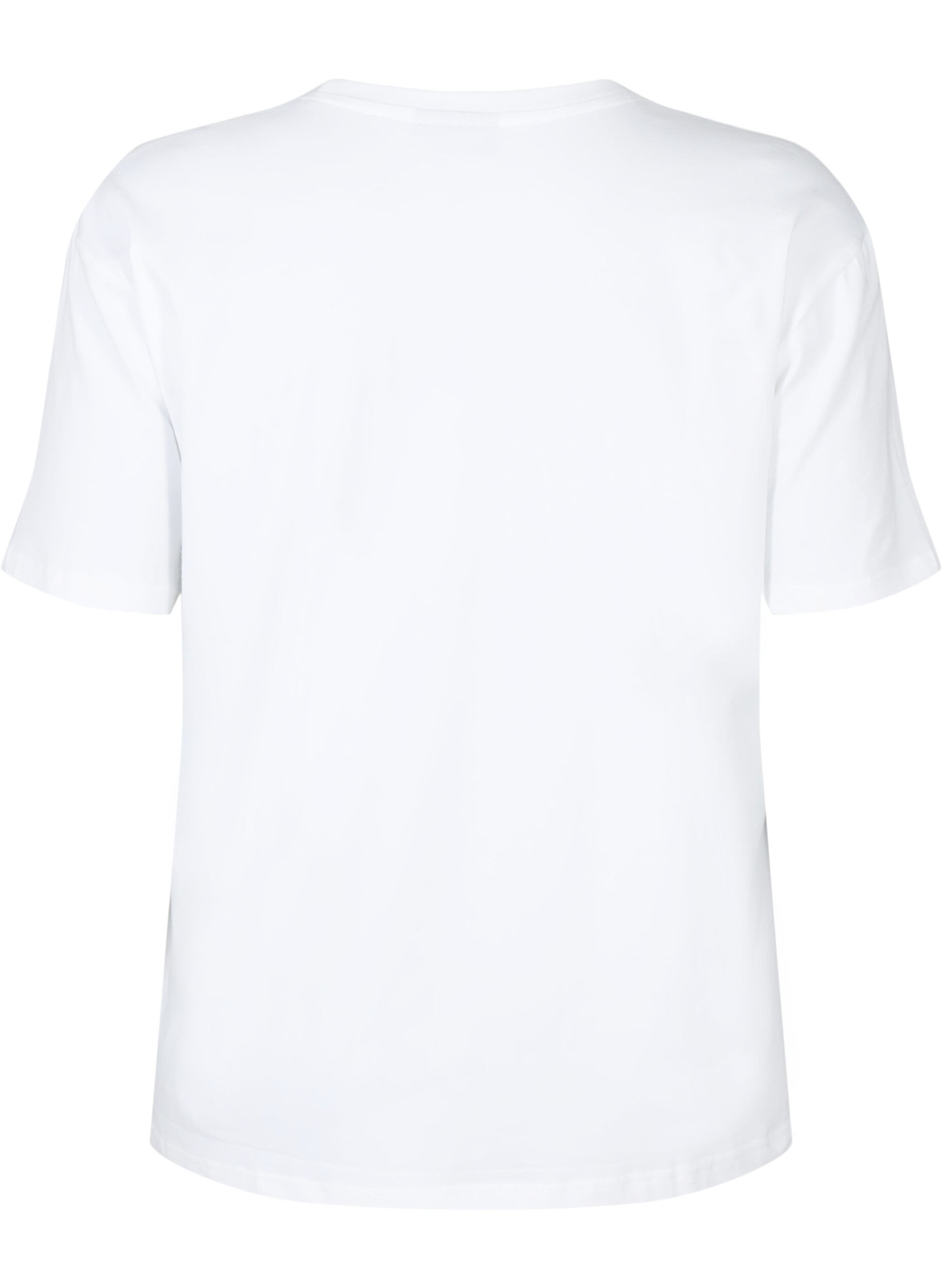 Zizzifashion T-shirt in organic cotton with similistones, White, Packshot image number 1