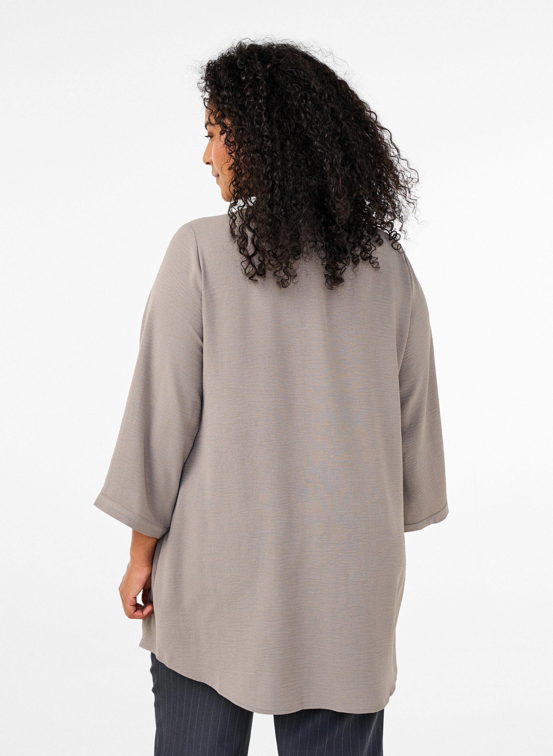 Zizzifashion Tunic with 3/4 sleeves, Beige, Model image number 2