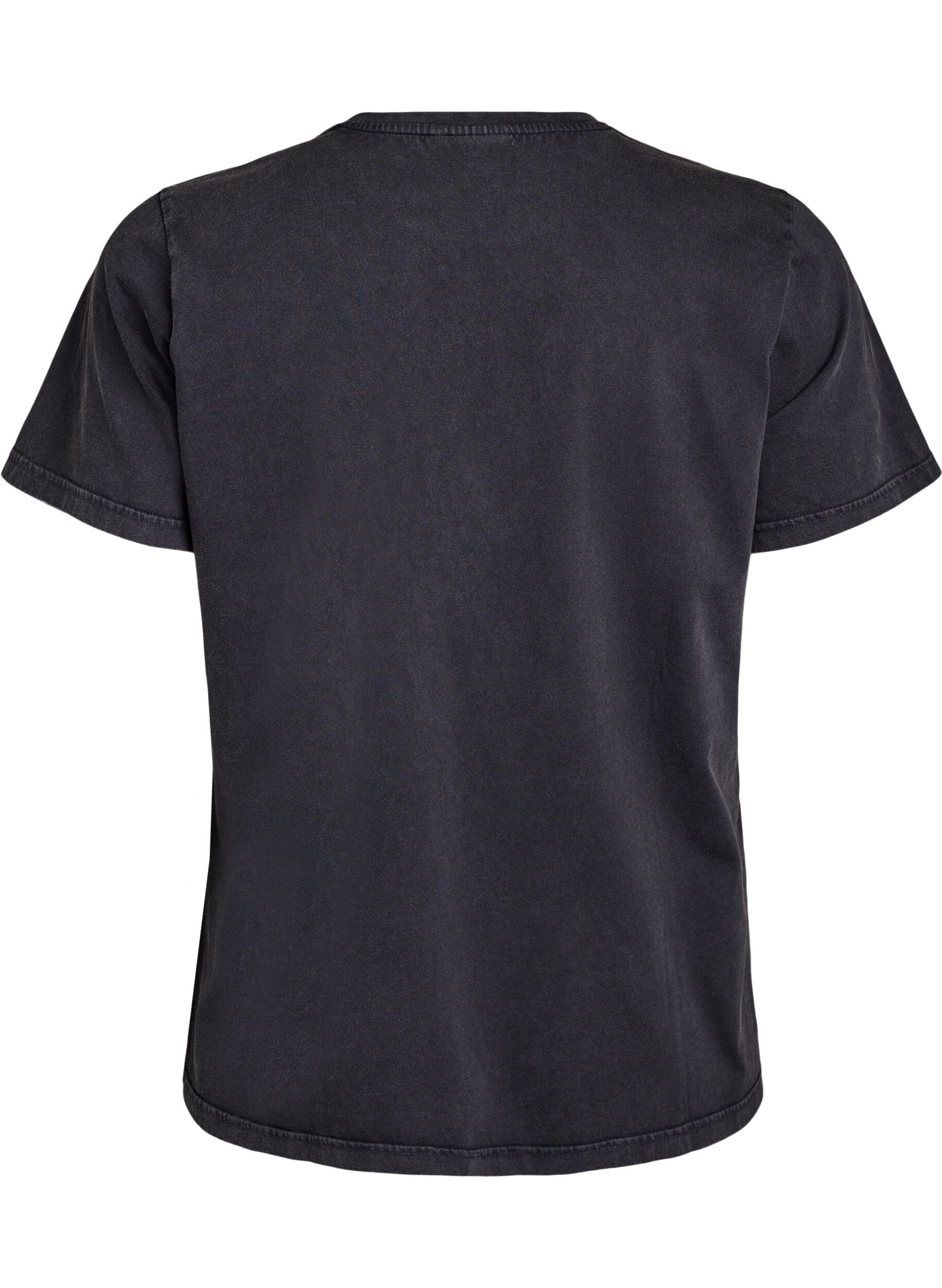Zizzifashion T-shirt in organic cotton with a cool print, Dark Grey, Packshot image number 1