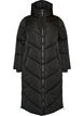 Long puffer coat with hood and pockets, Black, Packshot image number 0