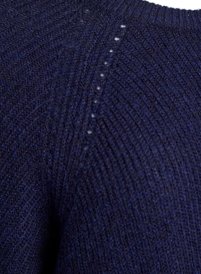 Ribbed jumper with 3/4 sleeves, Blue, Packshot image number 3