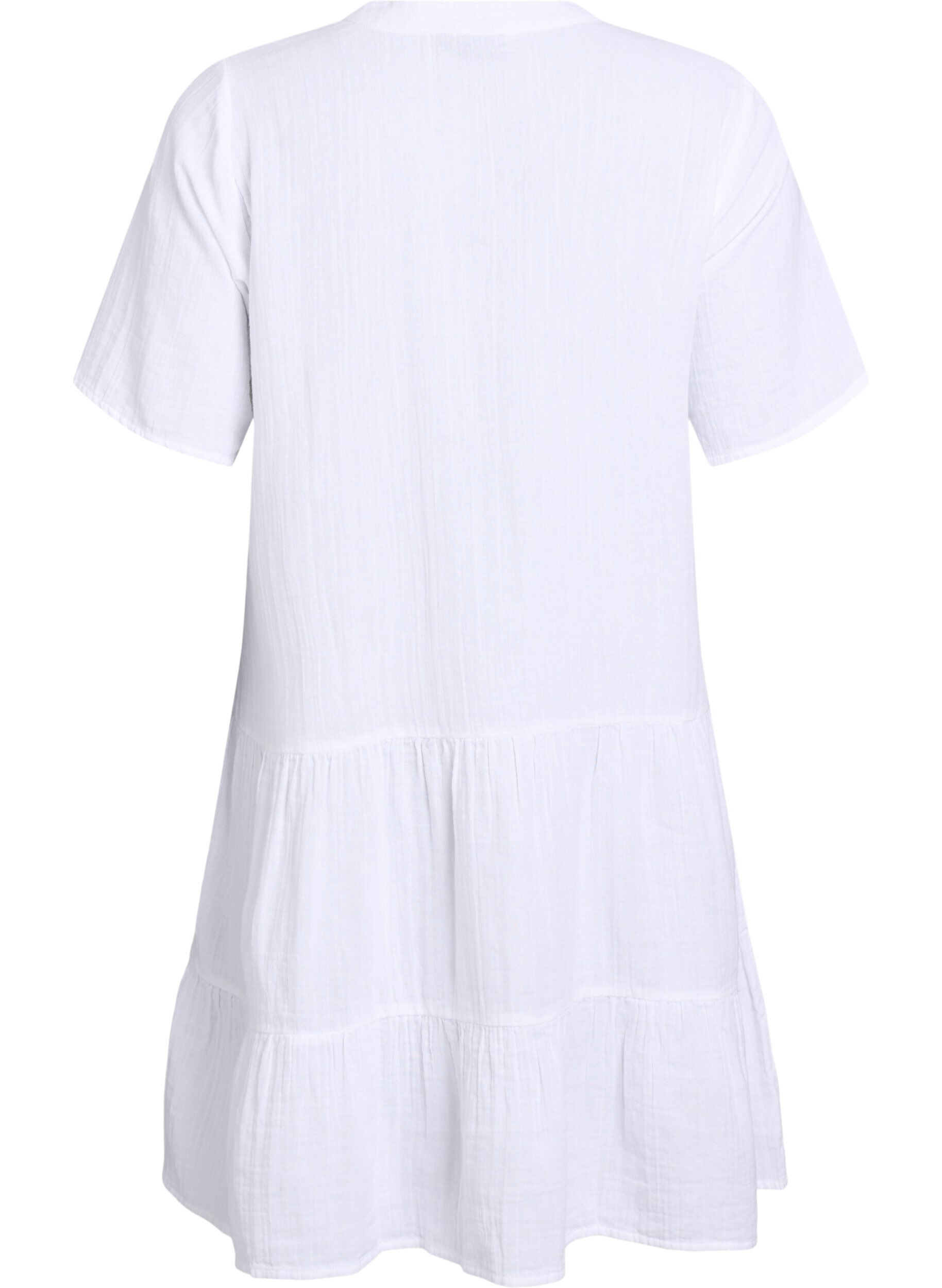 Zizzifashion Short A-line dress in cotton muslin, White, Packshot image number 1