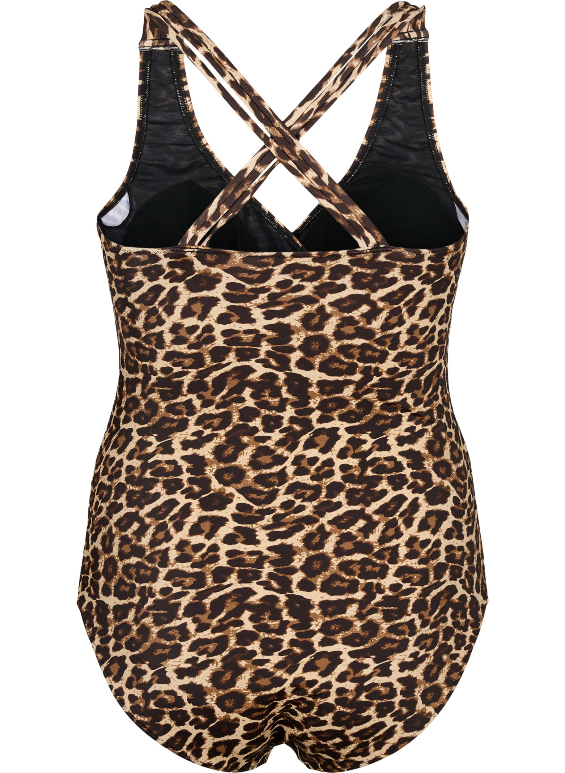 Zizzifashion Swimsuit with crossed back and removable inserts, Leopard Print, Packshot image number 1