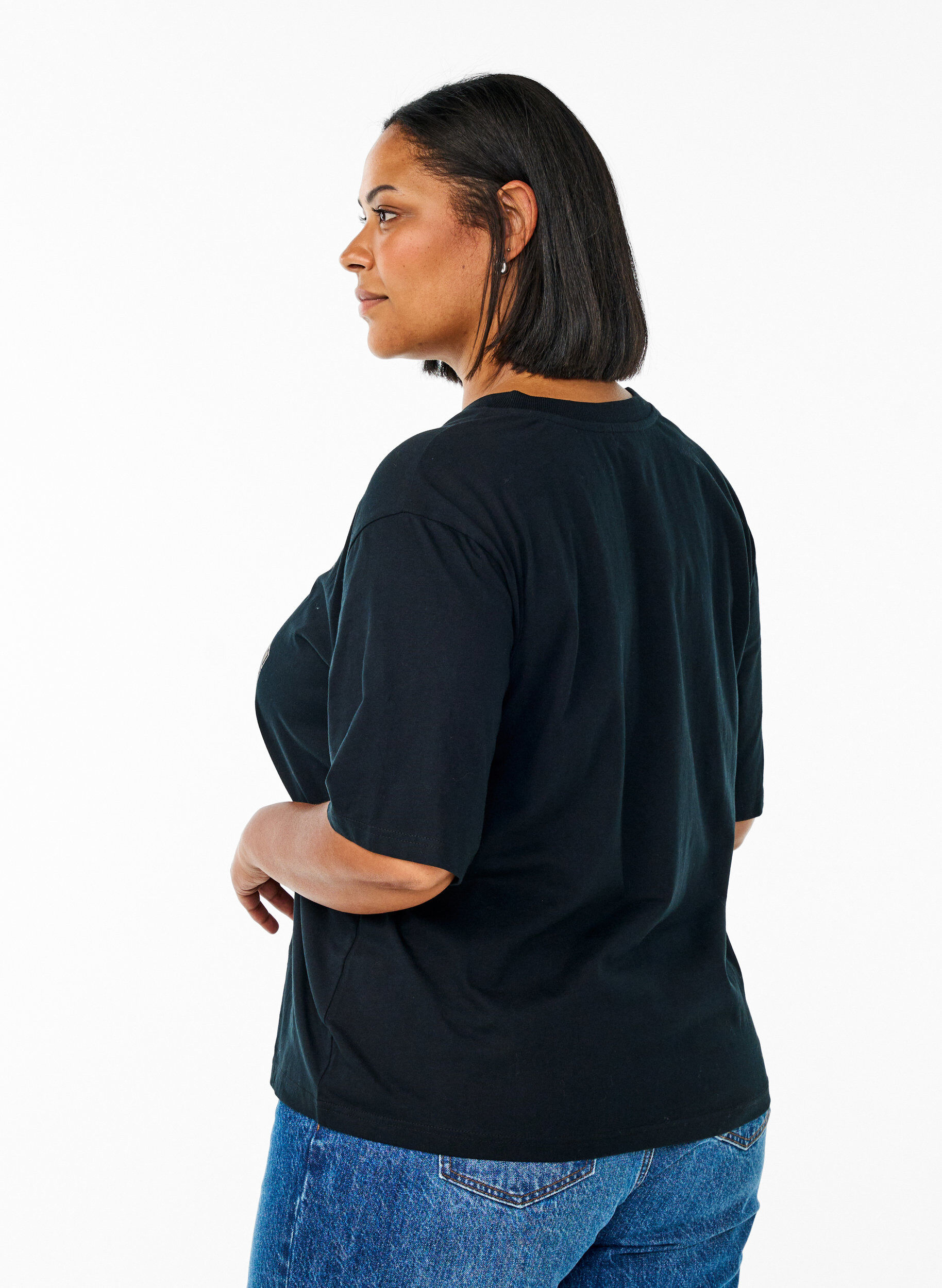 Zizzifashion Oversized T-shirt with Racing print, Black, Model image number 2