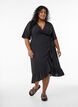 Solid coloured wrap dress with short sleeves, Black, Model image number 1
