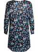 Short printed dress with a round neck, Black Blue Fl. AOP, Packshot image number 1