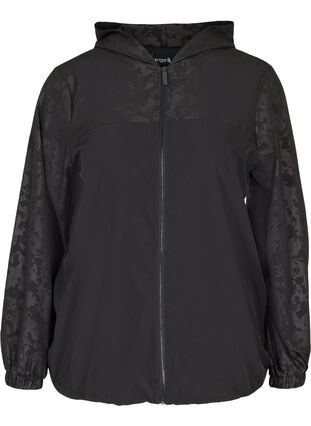 Hooded sports jacket with print, Black, Packshot image number 0