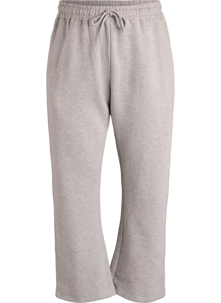 High-waisted sweatpants with brushed inside, Grey, Packshot image number 0