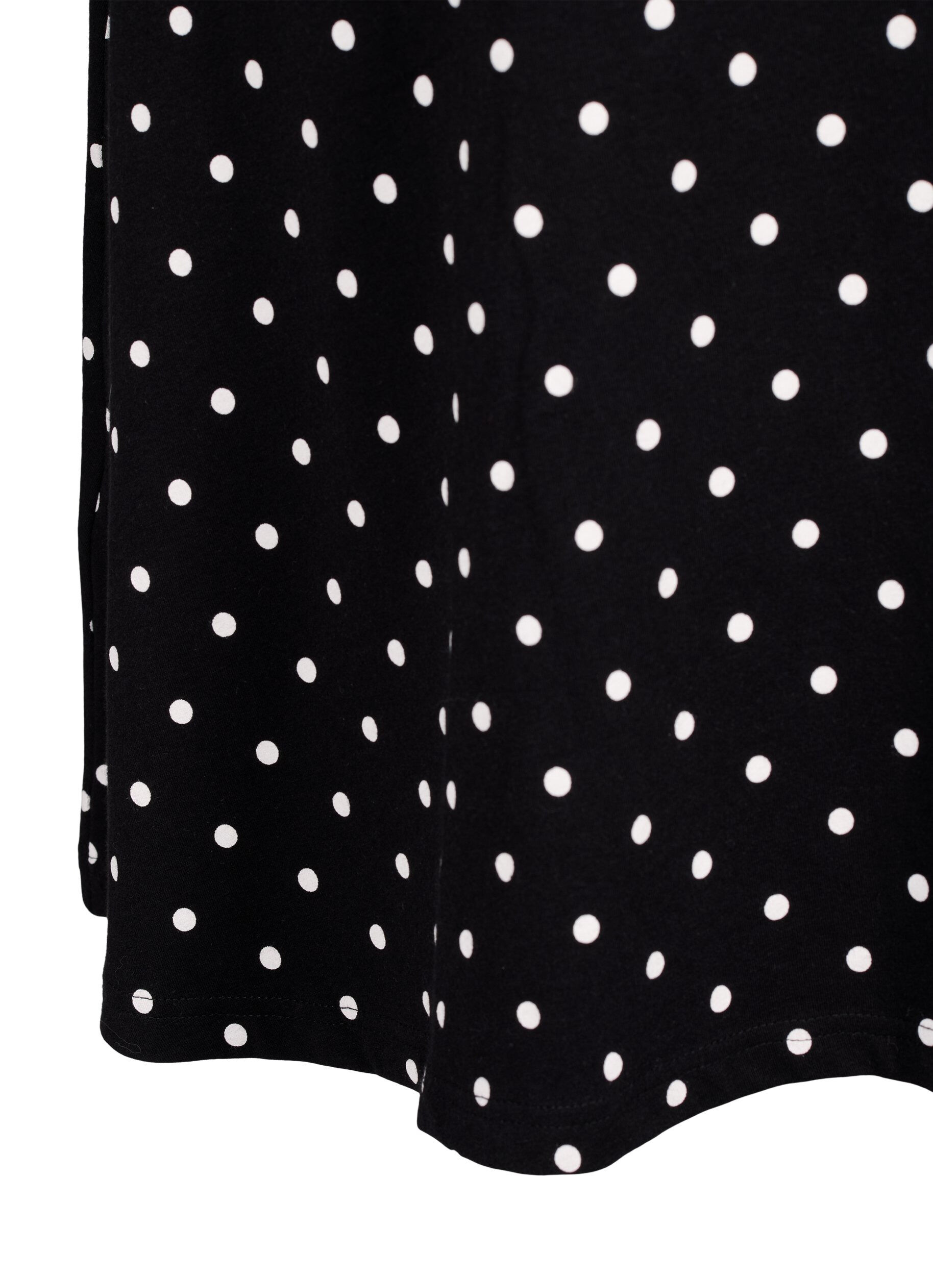 Zizzifashion Cotton dress with short sleeves and dots, Black w. White Dot, Packshot image number 3