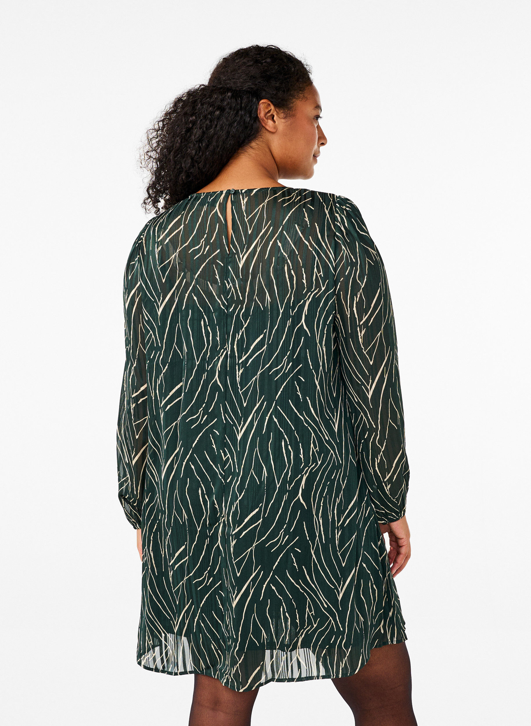 Zizzifashion Short printed dress with a round neck, Scarab Safari AOP, Model image number 1