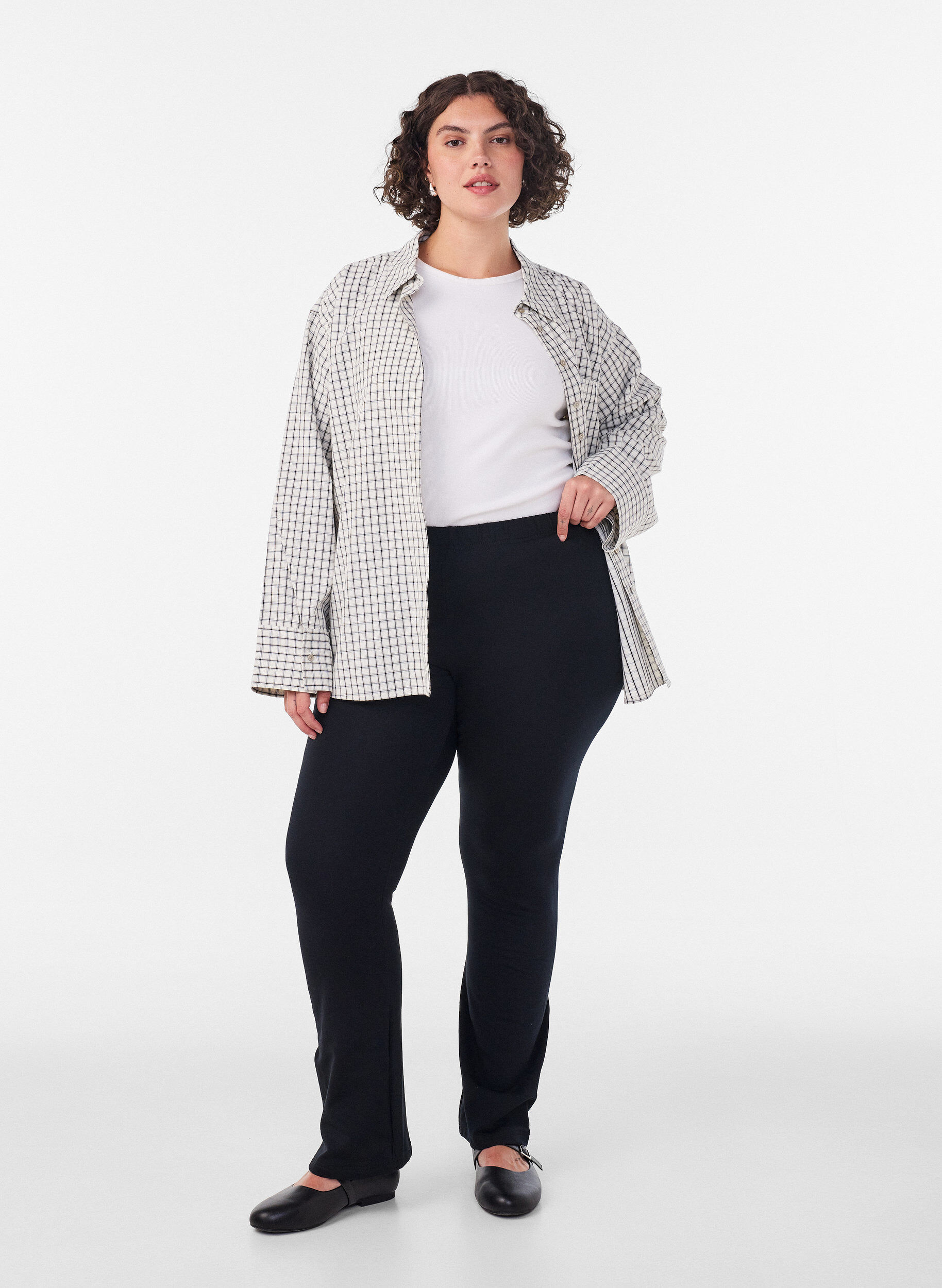 ZizzifashionFlared jersey trousers, Black, Model image number 1