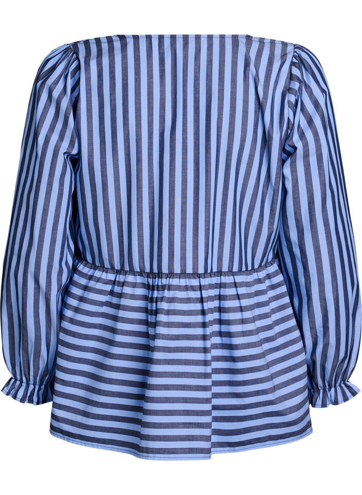 Blouse with stripes and bows, Blue, Packshot image number 1