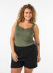Viscose top with lace edge, Green, Model image number 0