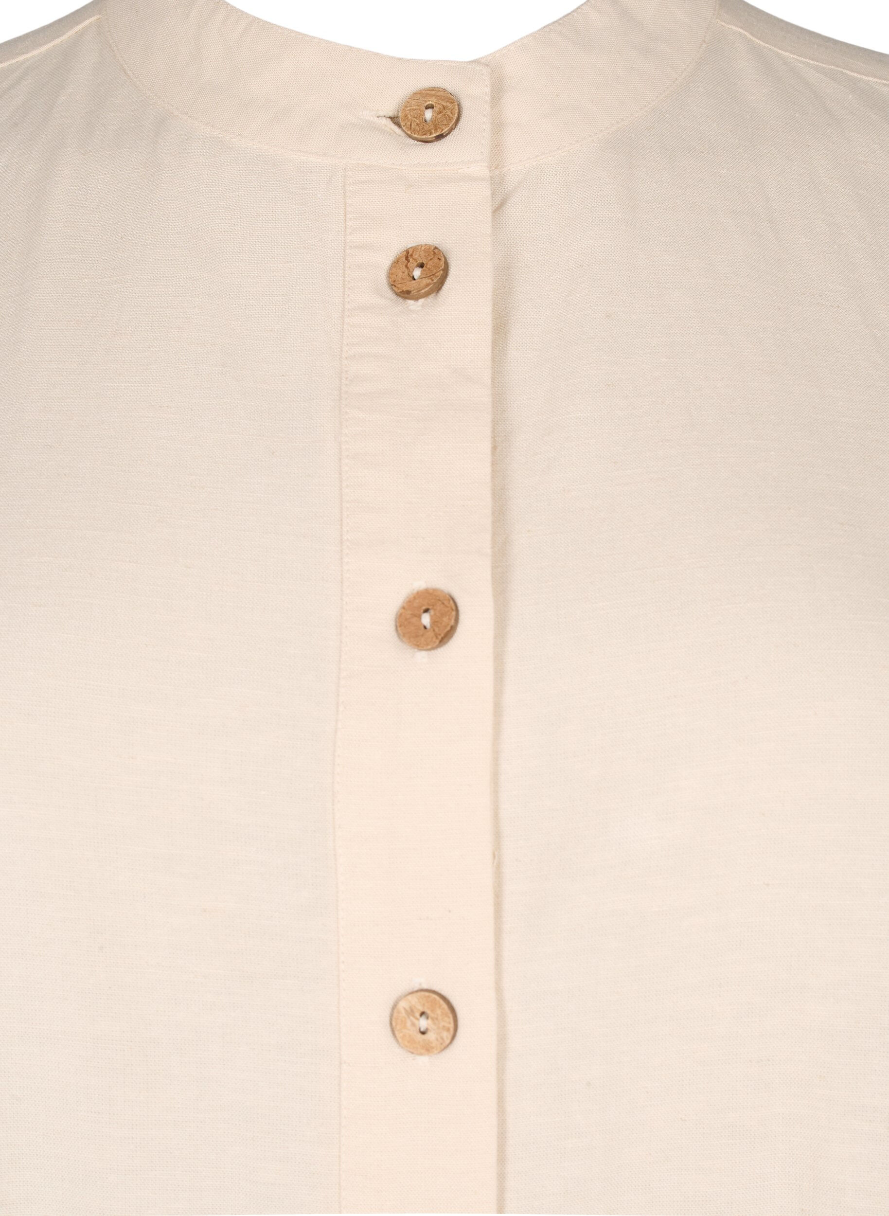 Zizzifashion Linen blend shirt with pockets, Sandshell, Packshot image number 2