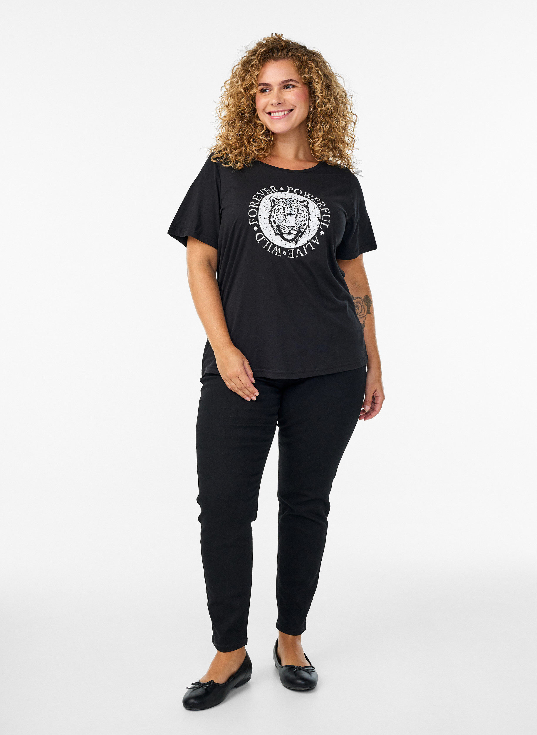 ZizzifashionT-shirt with motif., Black, Model image number 1