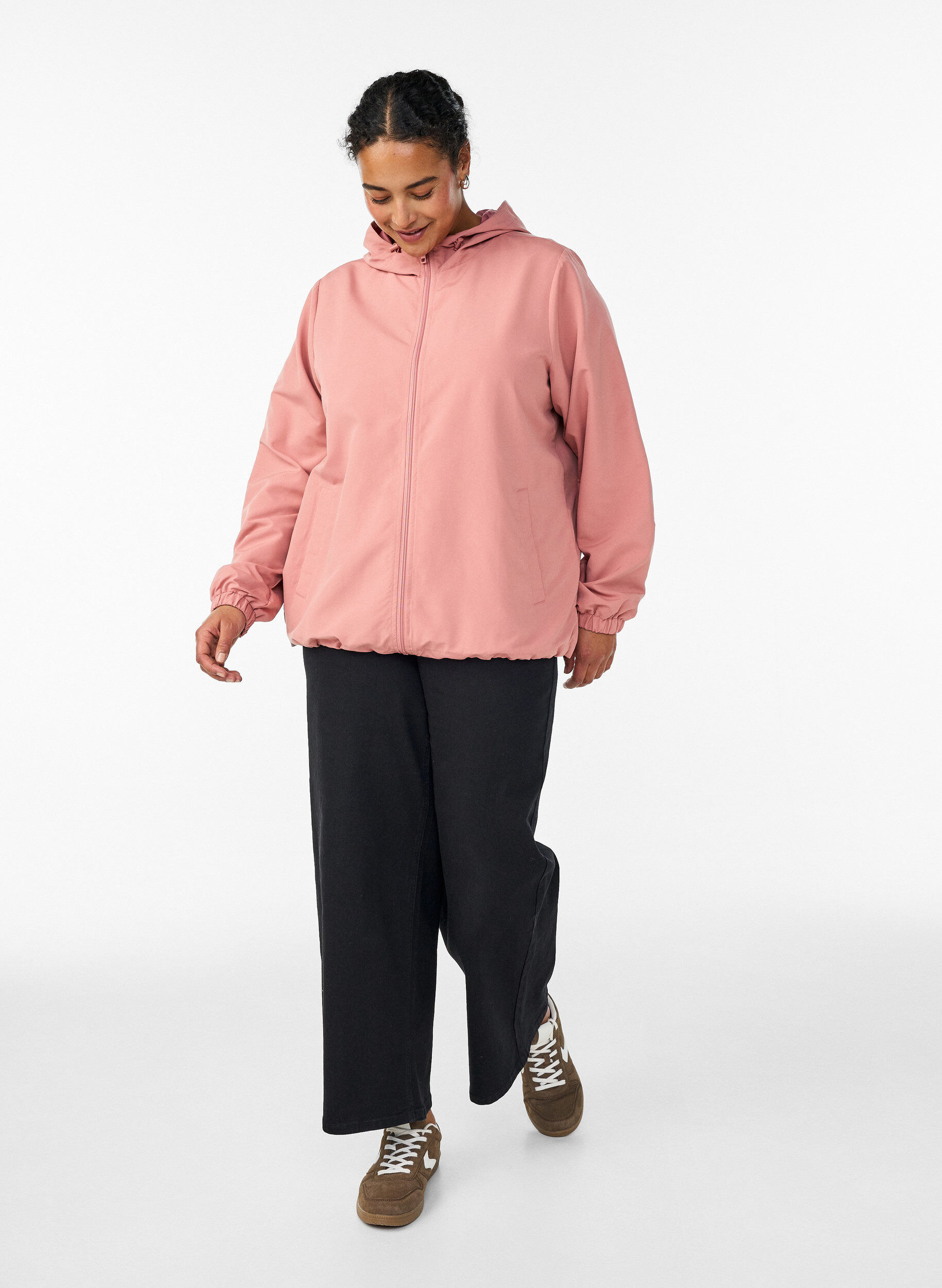 ZizzifashionLightweight jacket with a hood and zipper, Rose, Model image number 1
