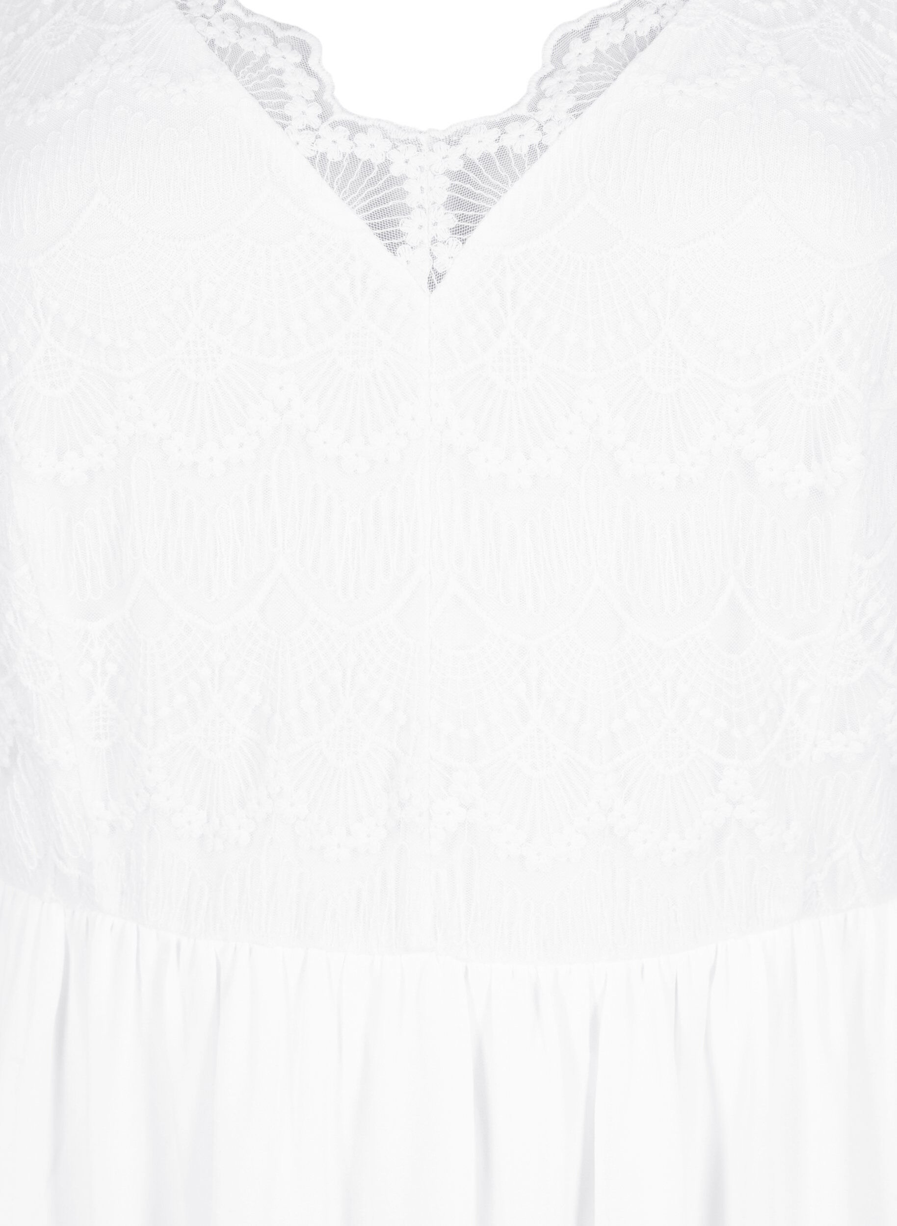 Zizzifashion Party dress with lace and an empire waist, Bright White, Packshot image number 2