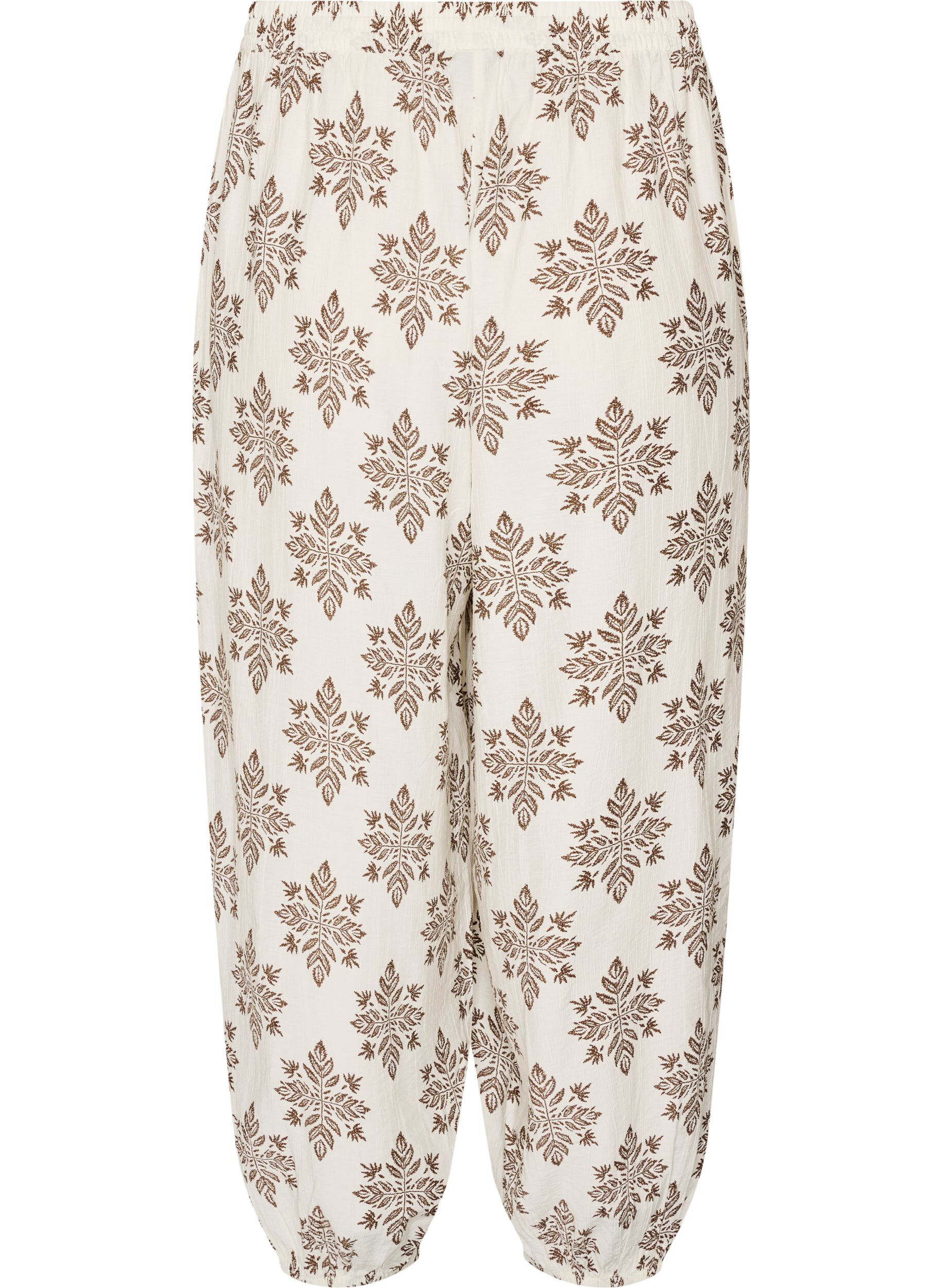 Zizzifashion Patterned balloon trousers with a high waist, Vanilla, Packshot image number 1