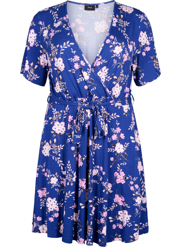 Wrap dress in viscose with short sleeves, Bellwether AOP, Packshot image number 0