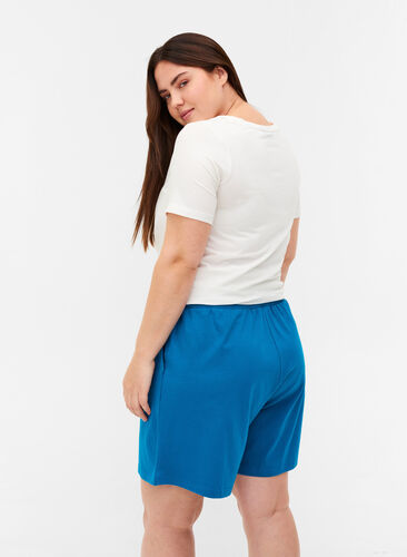 Loose cotton shorts with pockets, Fjord Blue, Model image number 1