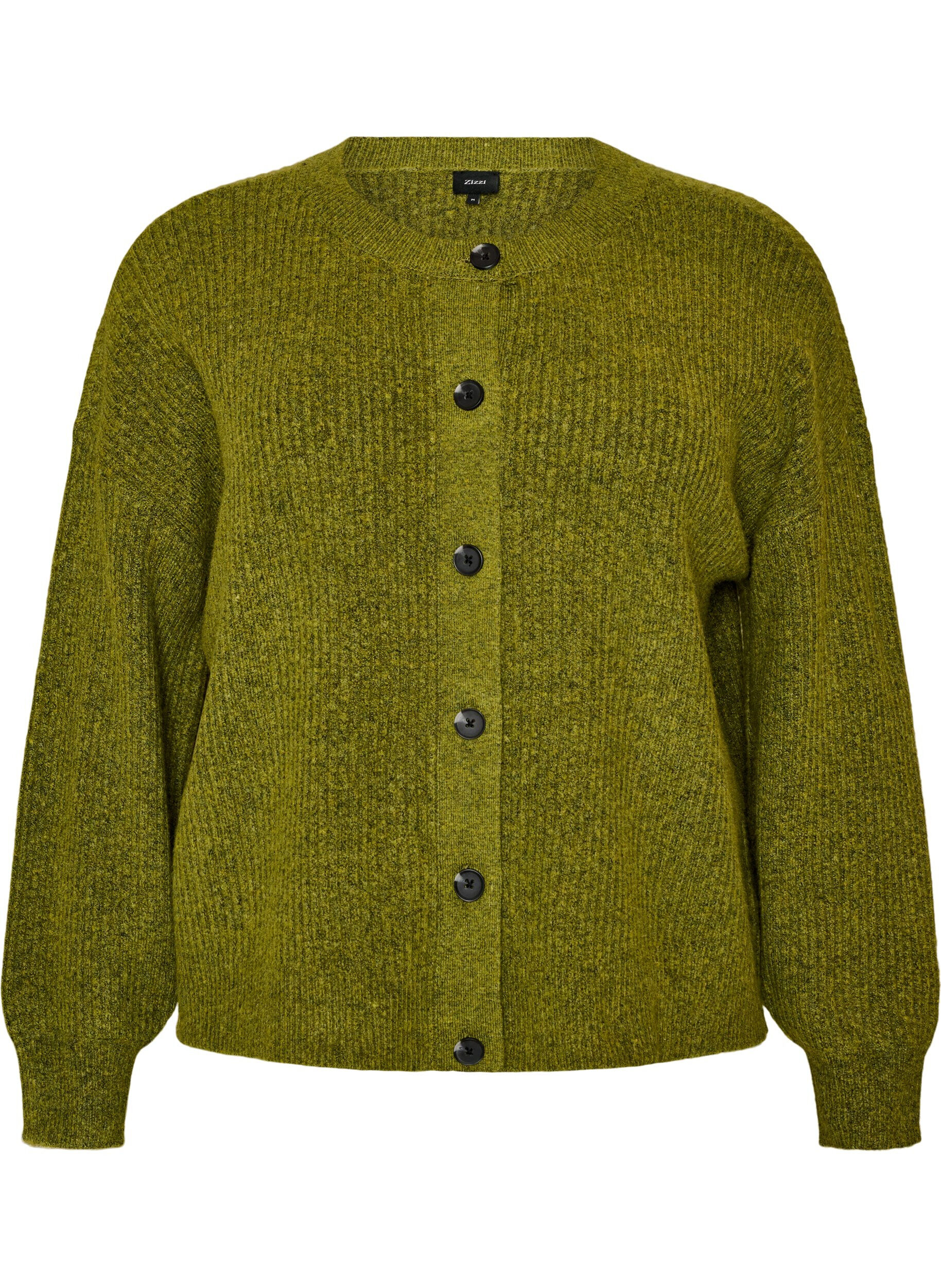 Rib knit cardigan with buttons