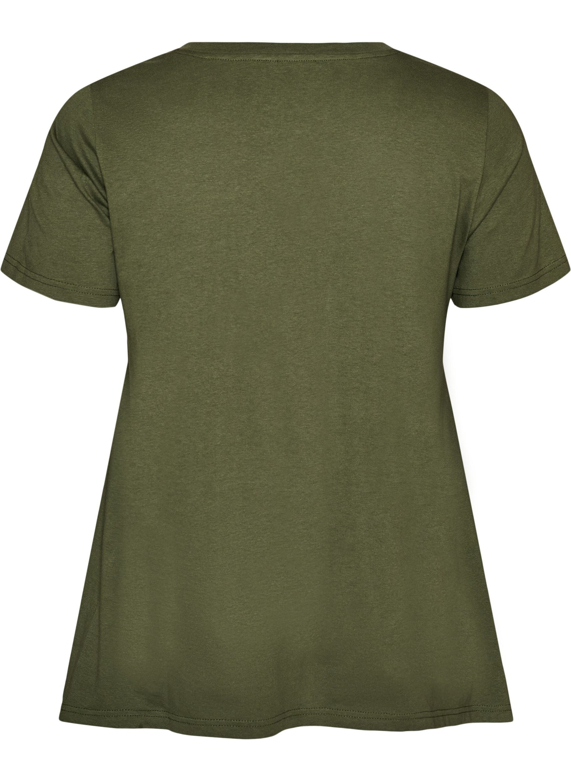 Zizzifashion T-shirt with a round neck and A-line shape, Green, Packshot image number 1