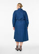 Midi denim dress with tie belt, Blue, Model image number 1