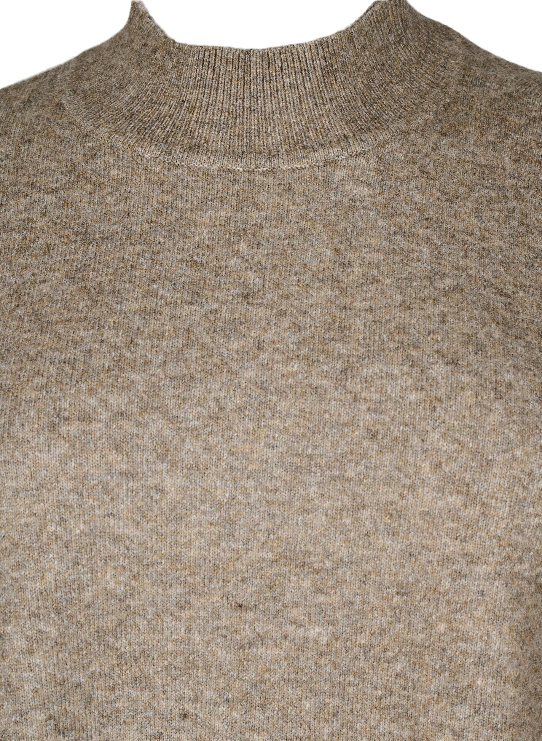 Zizzifashion Knitted jumper with ribbed edges, Walnut Mel., Packshot image number 2