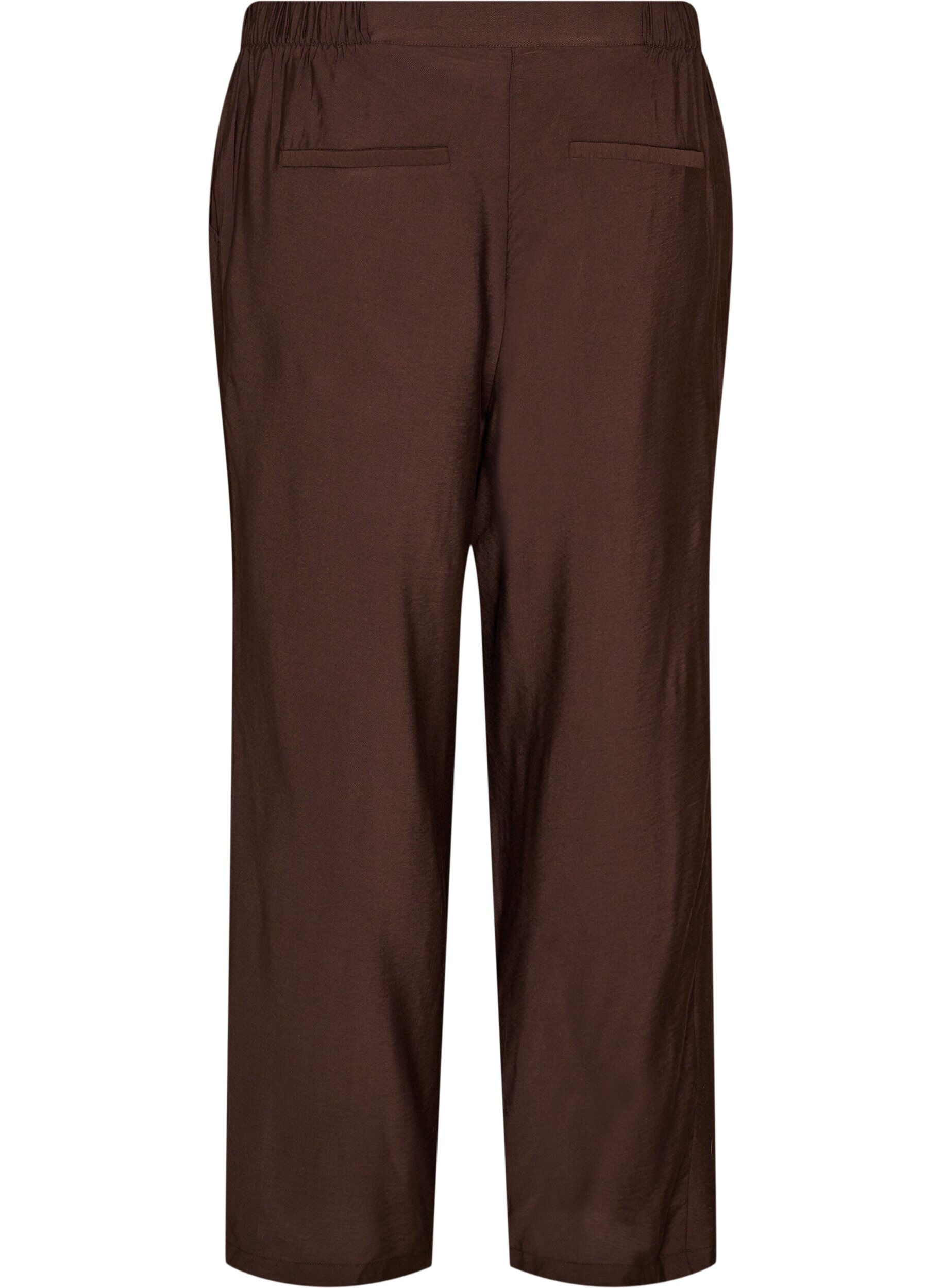 Zizzifashion Viscose trousers with an elasticated waist and straight legs, Brown, Packshot image number 1