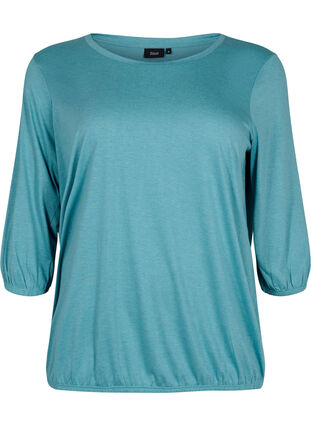 Plain blouse with 3/4 sleeves, Brittany Blue Mel., Packshot image number 0