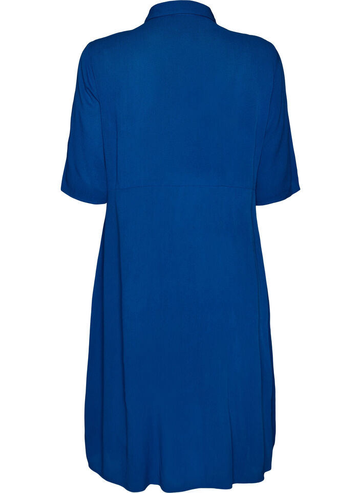 Midi shirt dress with short sleeves, Blue, Packshot image number 1