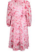Floral chiffon dress with ruffles and long sleeves, Pink, Packshot image number 1