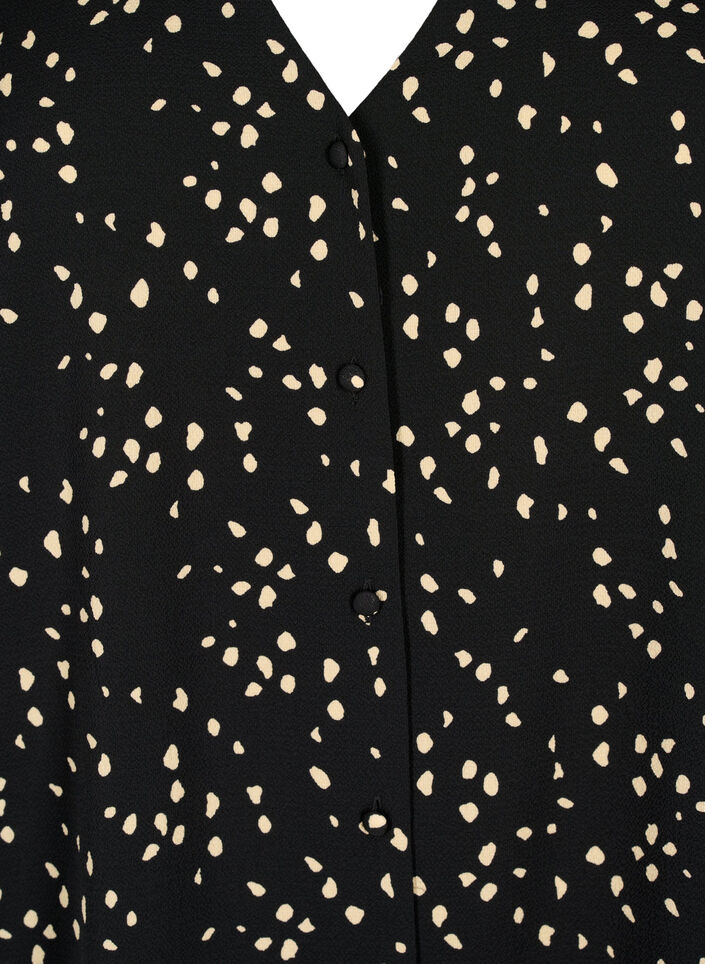 Shirt blouse with v-neck and print, Black Dot AOP, Packshot image number 2